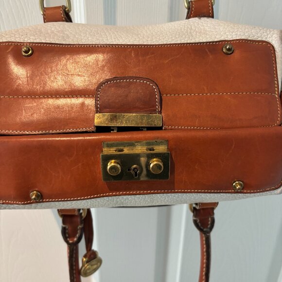 Vintage Dooney & Bourke White Bone Cream Tan Doctor’s Satchel Bag - Picture 5 of 6